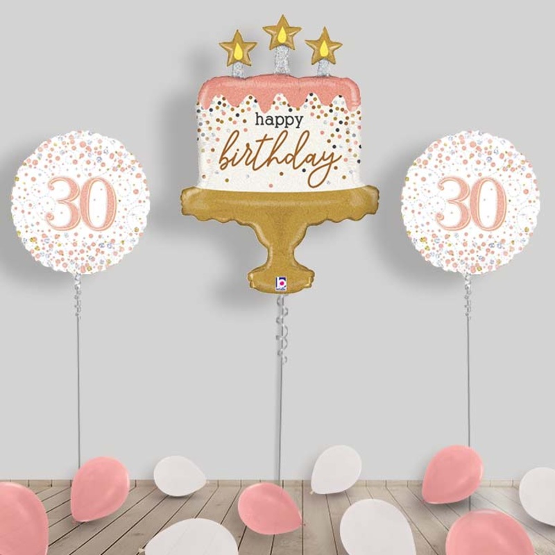 Rose Gold Balloon Display for Any Age Delivered Inflated