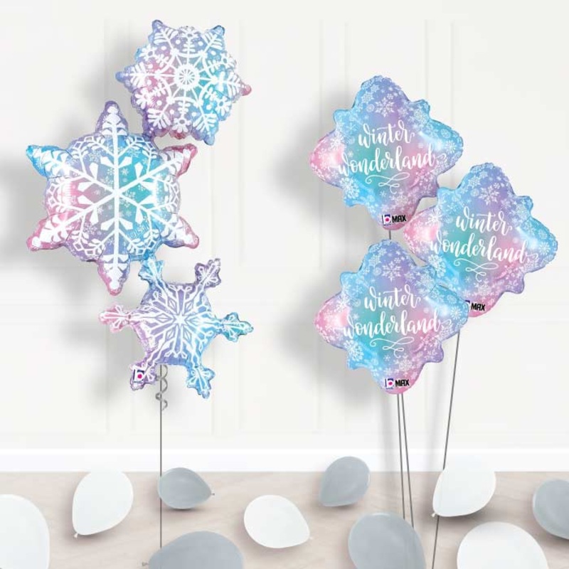 Snowflake Christmas Helium Balloon Bouquet Delivered
