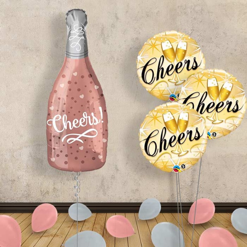 Rose Gold Champagne Bottle Balloon Display