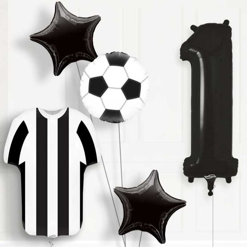 Black and White Football Shirt 1st Birthday Balloon Package
