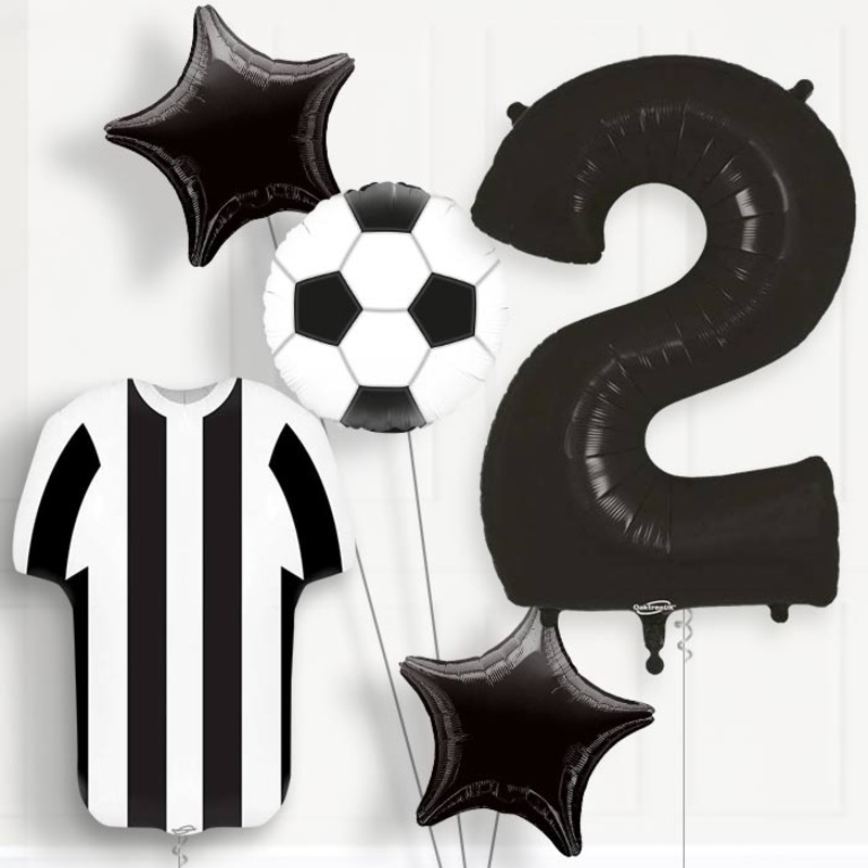 Black and White Football Shirt 2nd Birthday Balloon Package