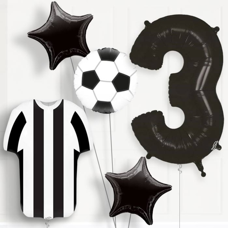 Black and White Football Shirt 3rd Birthday Balloon Package