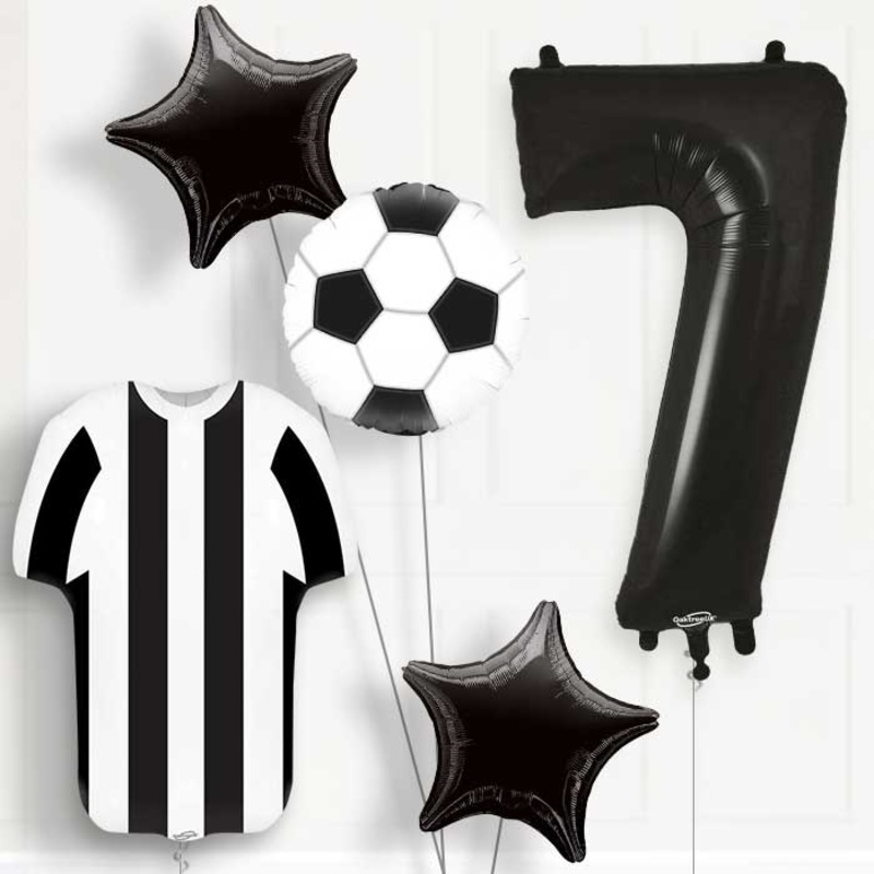 Black and White Football Shirt 7th Birthday Balloon Package