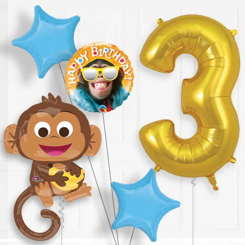Monkey Helium Balloon Package 3rd Birthday