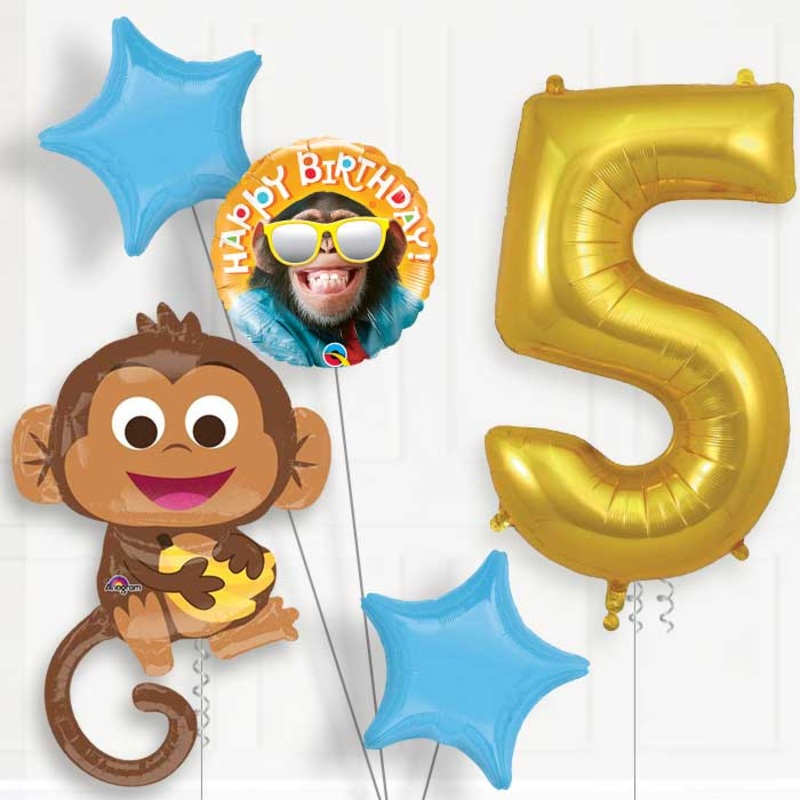 Monkey Helium Balloon Package 5th Birthday