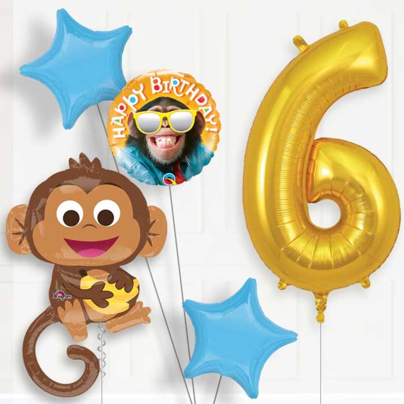 Monkey Helium Balloon Package 6th Birthday