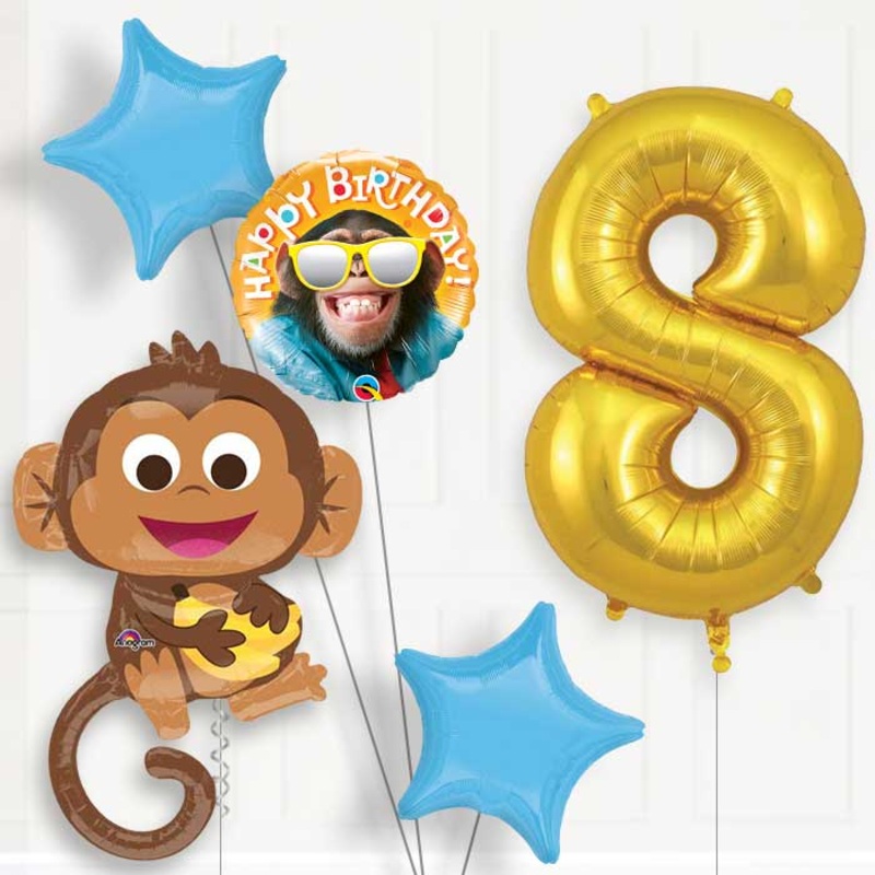 Monkey Helium Balloon Package 8th Birthday