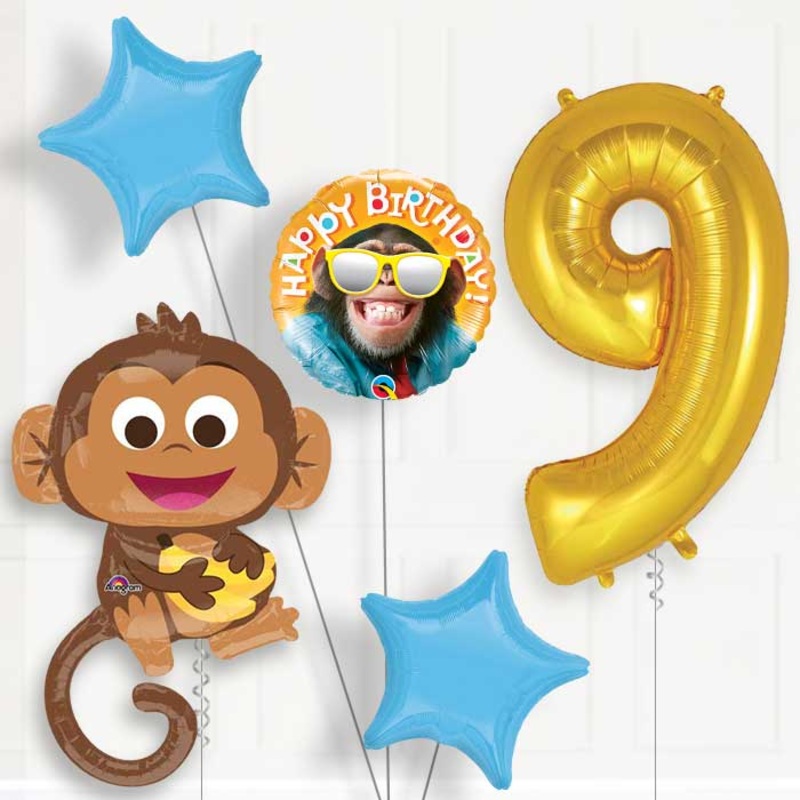 Monkey Helium Balloon Package 9th Birthday