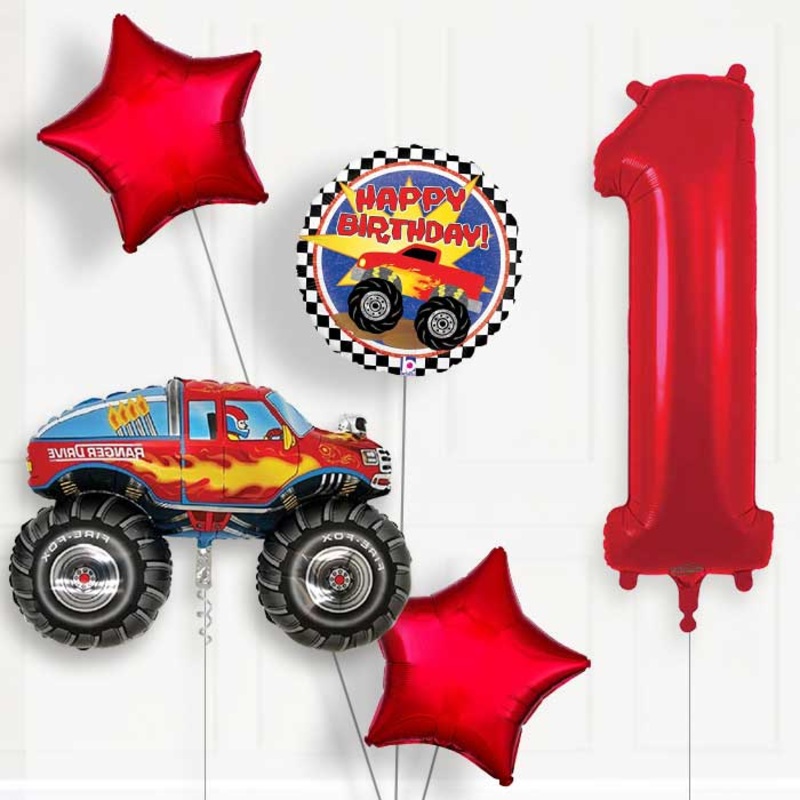 Monster Truck Helium Balloon Package 1st Birthday