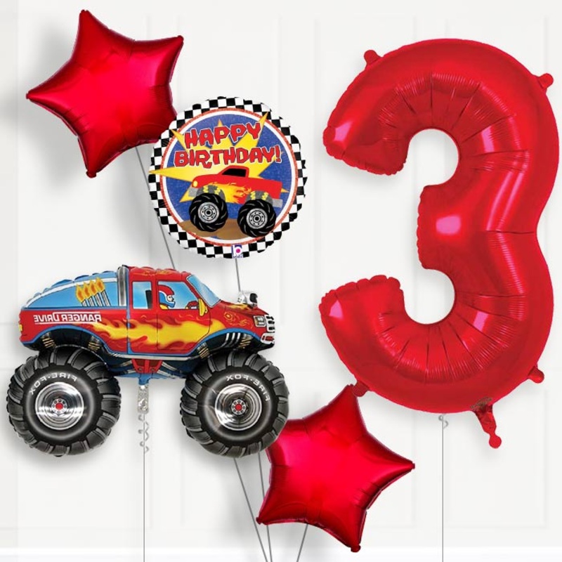 Monster Truck Helium Balloon Package 3rd Birthday