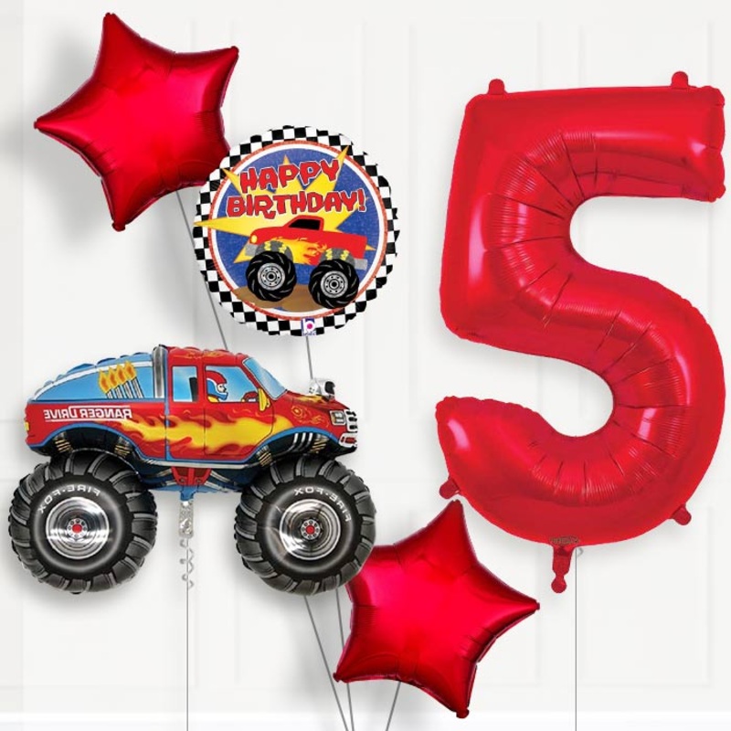 Monster Truck Helium Balloon Package 5th Birthday