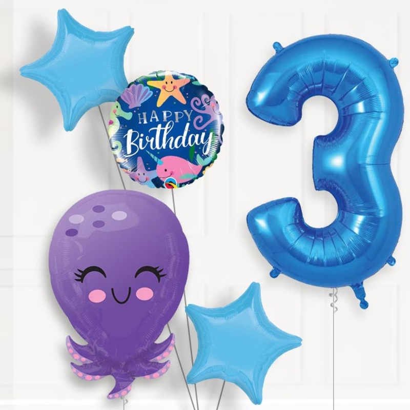 Octopus Helium Balloon Package 3rd Birthday