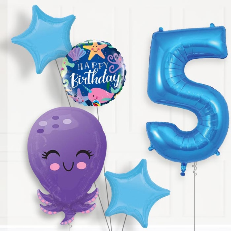 Octopus Helium Balloon Package 5th Birthday