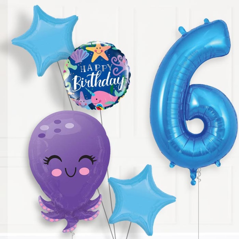 Octopus Helium Balloon Package 6th Birthday