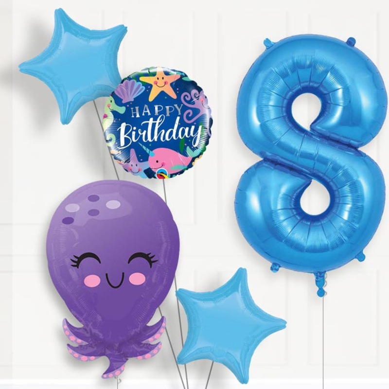 Octopus Helium Balloon Package 8th Birthday