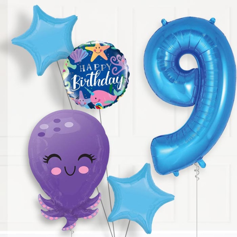 Octopus Helium Balloon Package 9th Birthday