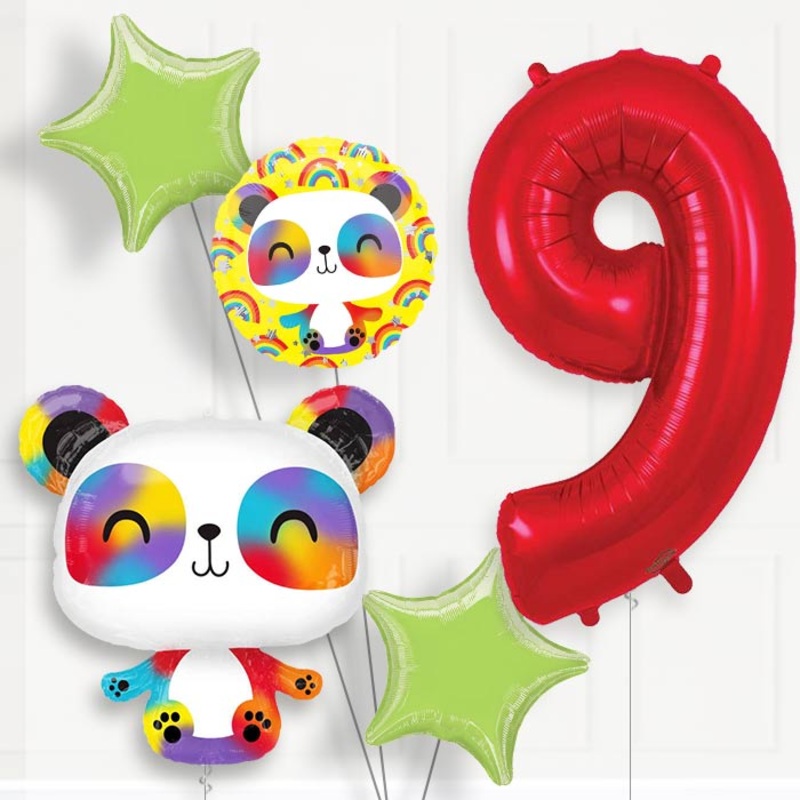 Panda Helium Balloon Package 9th Birthday