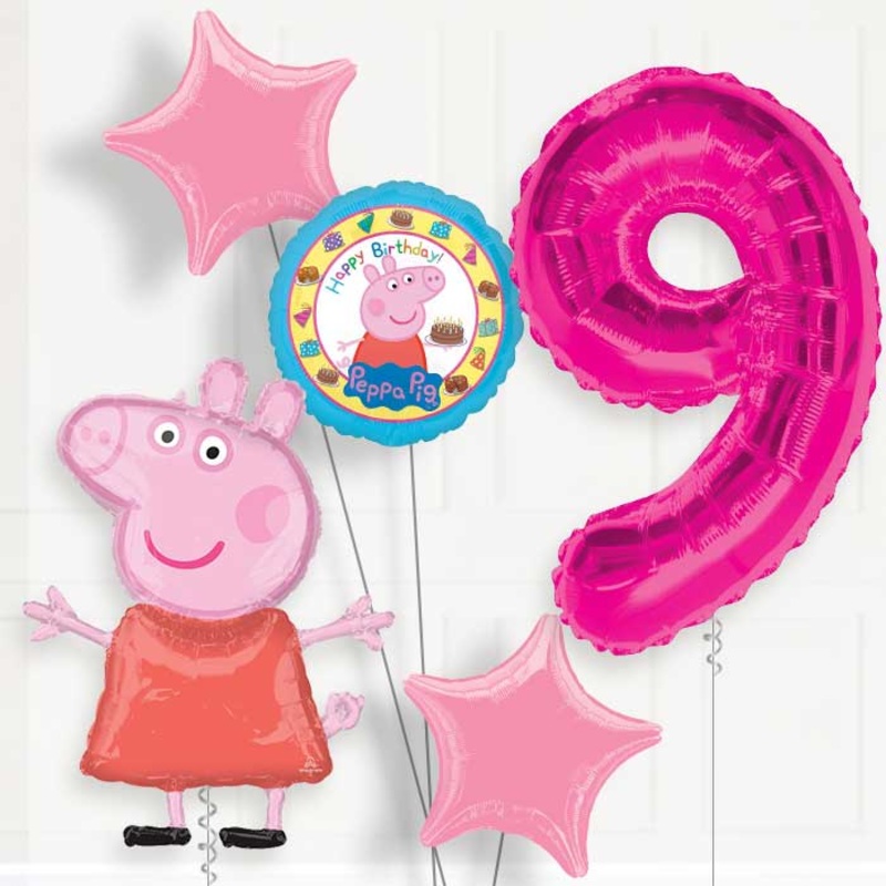 Peppa Pig Helium Balloon Package 9th Birthday
