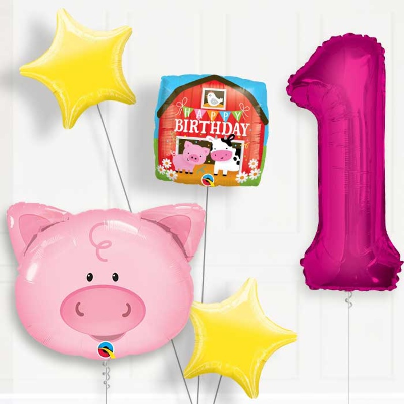Pig Helium Balloon Package 1st Birthday