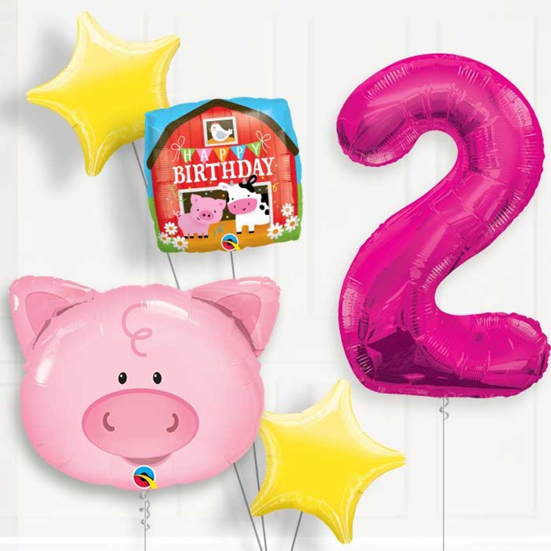 Pig Helium Balloon Package 2nd Birthday