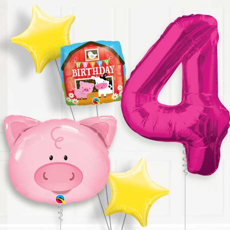 Pig Helium Balloon Package 4th Birthday