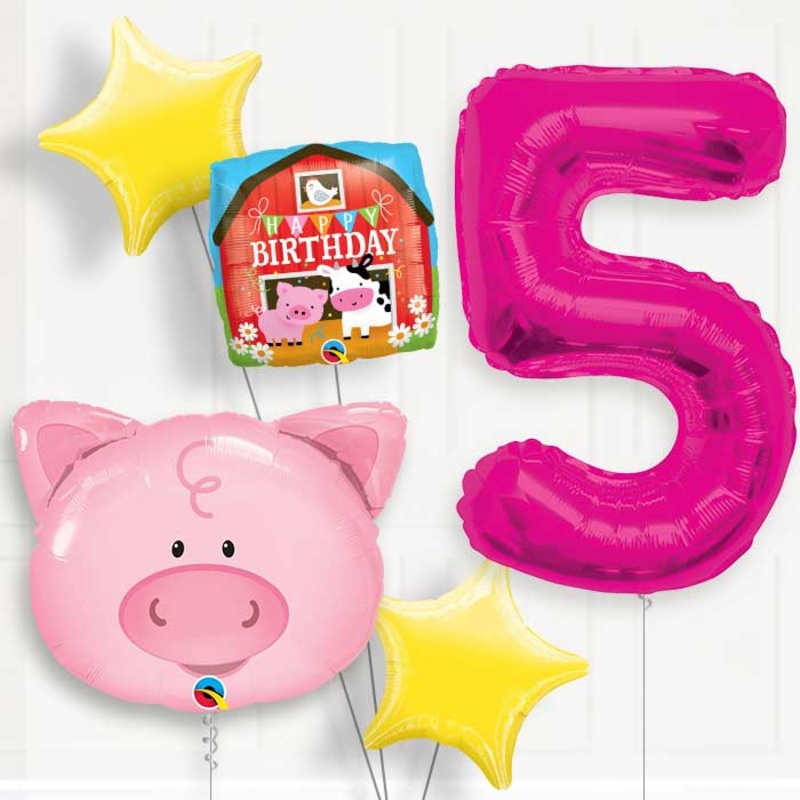 Pig Helium Balloon Package 5th Birthday