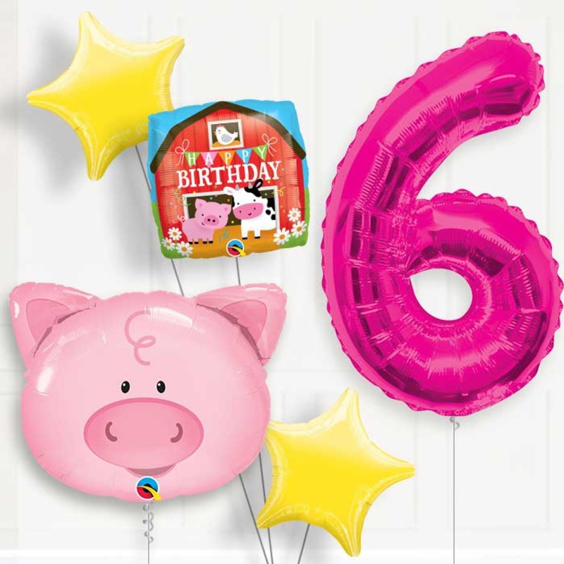 Pig Helium Balloon Package 6th Birthday