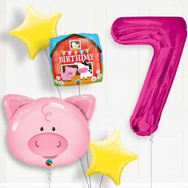 Pig Helium Balloon Package 7th Birthday