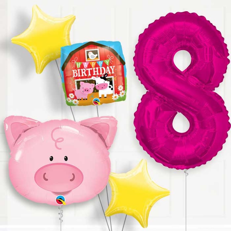 Pig Helium Balloon Package 8th Birthday