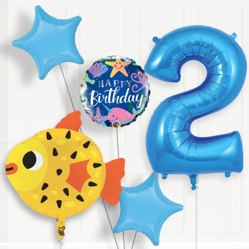 Puffer Fish Helium Balloon Package 2nd Birthday
