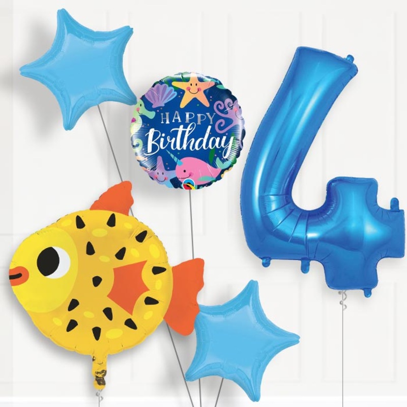 Puffer Fish Helium Balloon Package 4th Birthday