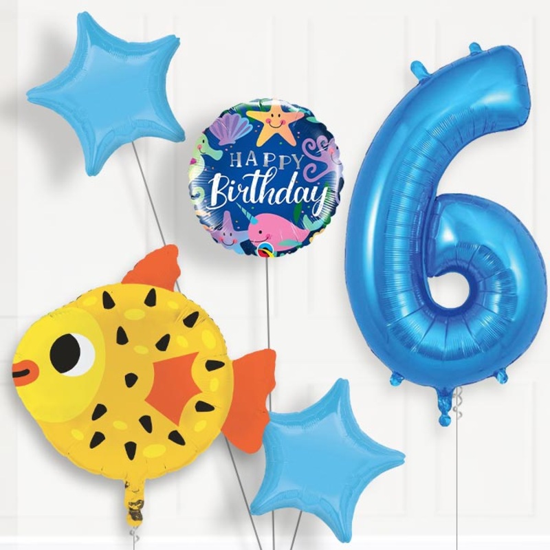 Puffer Fish Helium Balloon Package 6th Birthday