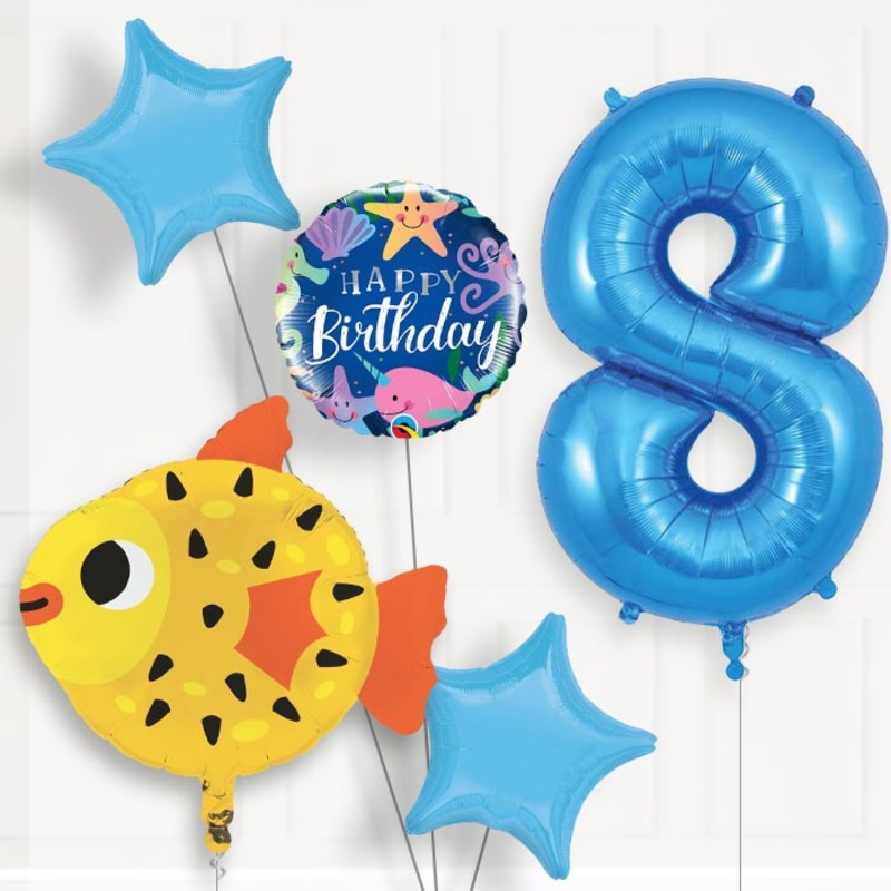 Puffer Fish Helium Balloon Package 8th Birthday