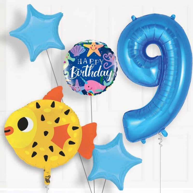 Puffer Fish Helium Balloon Package 9th Birthday
