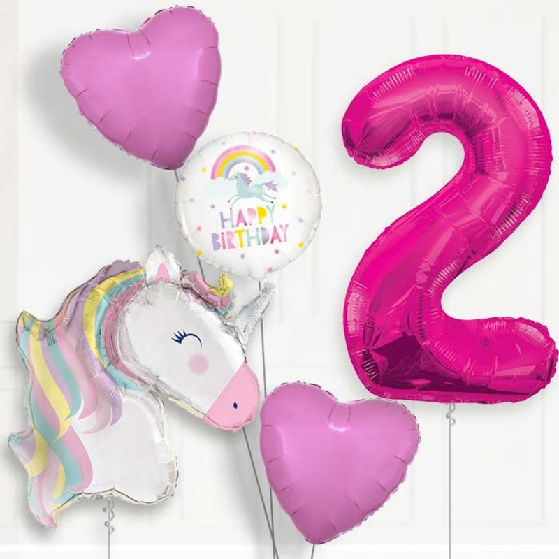 Pastel Unicorn Helium Balloon Package 2nd Birthday