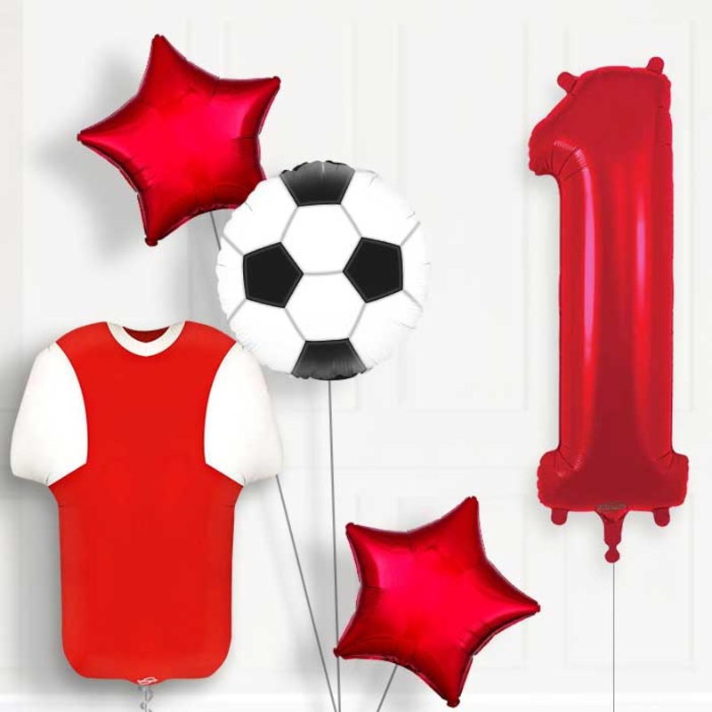Red and White Football Shirt 1st Birthday Balloon Package