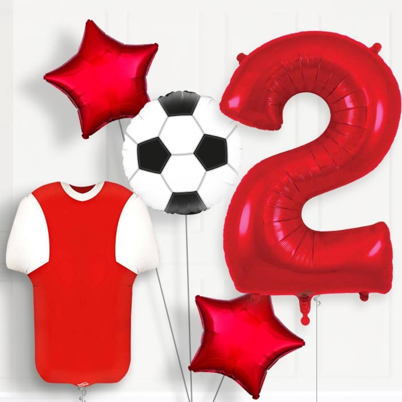 Red and White Football Shirt 2nd Birthday Balloon Package