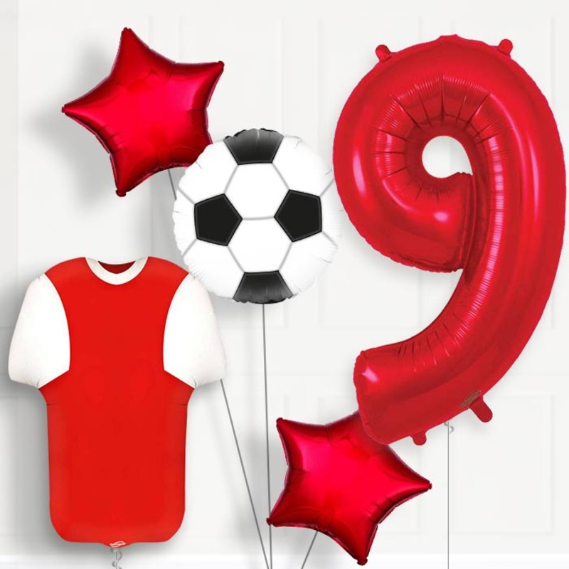 Red and White Football Shirt 9th Birthday Balloon Package