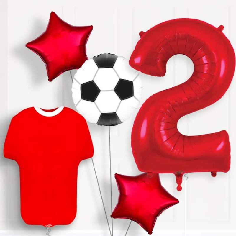 Red Football Shirt 2nd Birthday Balloon Package