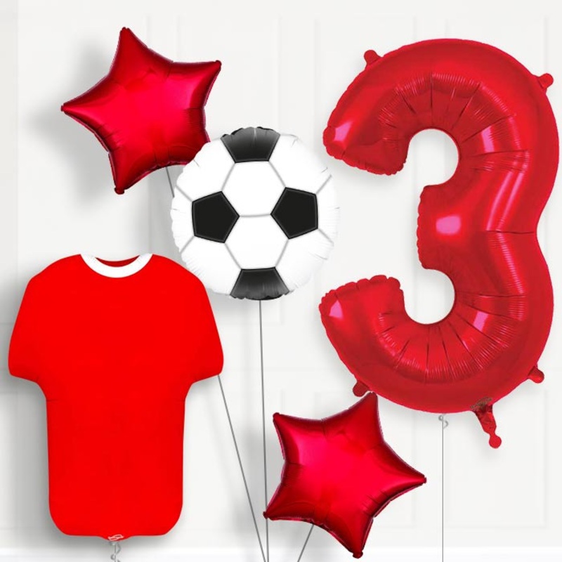 Red Football Shirt 3rd Birthday Balloon Package