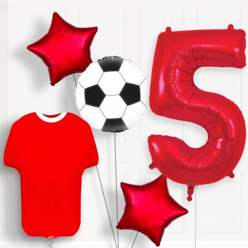 Red Football Shirt 5th Birthday Balloon Package
