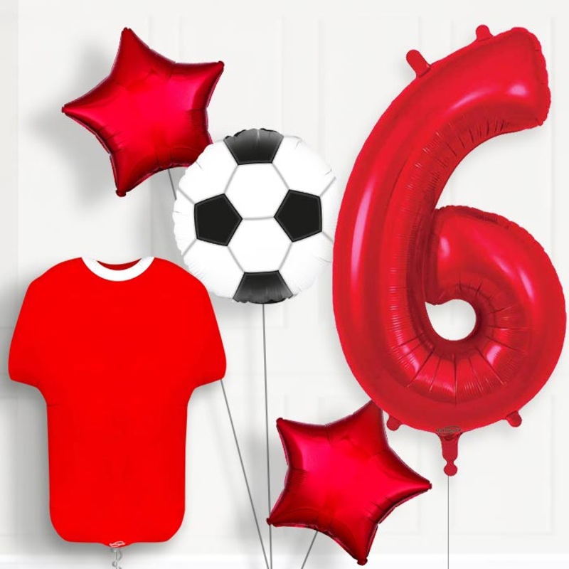 Red Football Shirt 6th Birthday Balloon Package