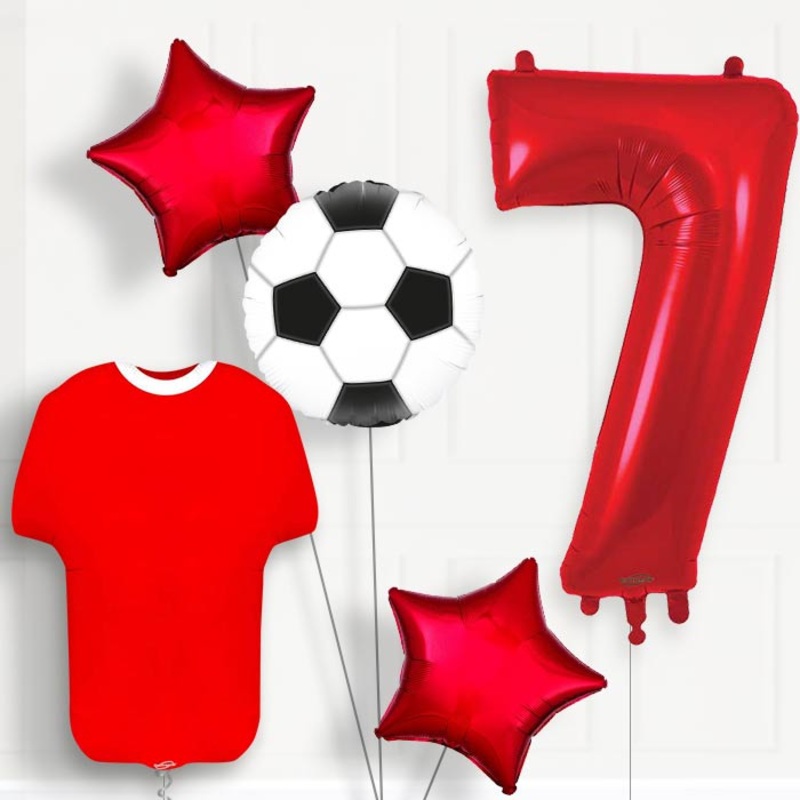 Red Football Shirt 7th Birthday Balloon Package
