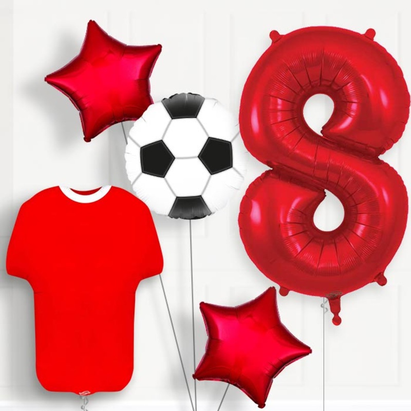 Red Football Shirt 8th Birthday Balloon Package