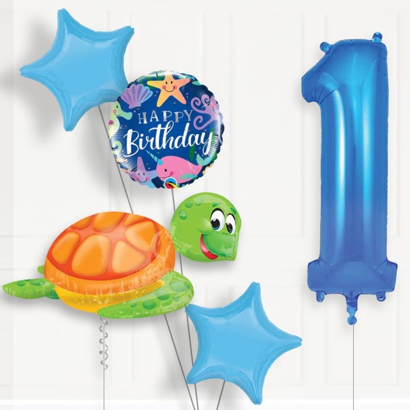 Sea Turtle Helium Balloon Package 1st Birthday
