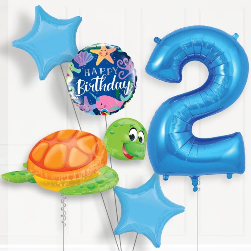 Sea Turtle Helium Balloon Package 2nd Birthday