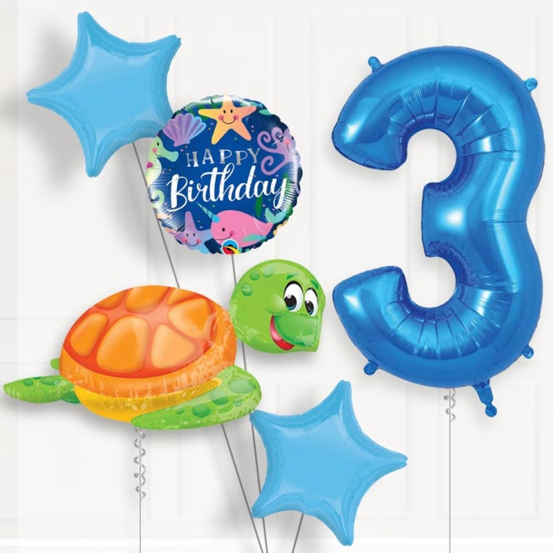 Sea Turtle Helium Balloon Package 3rd Birthday