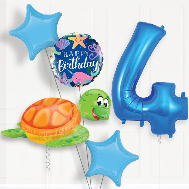 Sea Turtle Helium Balloon Package 4th Birthday