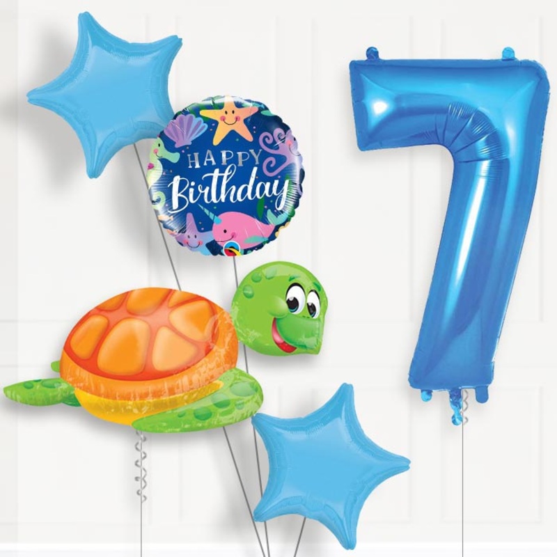 Sea Turtle Helium Balloon Package 7th Birthday