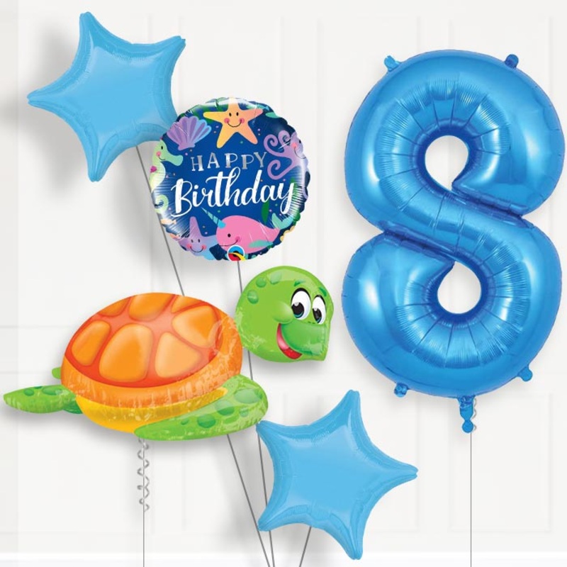 Sea Turtle Helium Balloon Package 8th Birthday